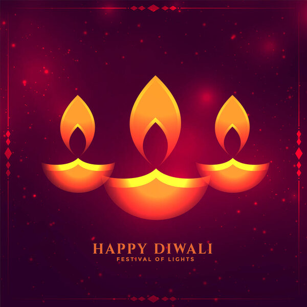 glowing diwali diya design card