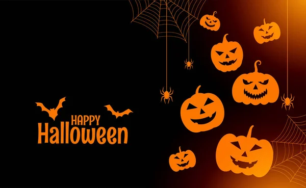 Carta Halloween Felice Piatto Con Zucche Ragni — Vettoriale Stock