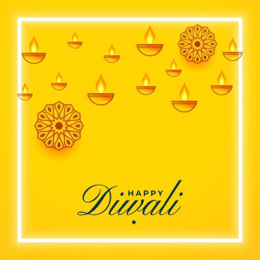 Mutlu diwali sarı festival kartı tasarımı