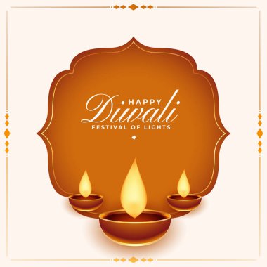 Mutlu diwali geleneksel kartı ve yağ diya lambaları