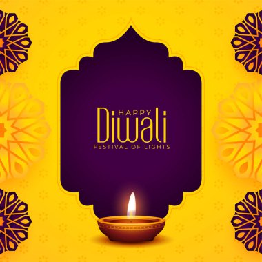 diwali festivali güzel sarı dekoratif kart tasarımı
