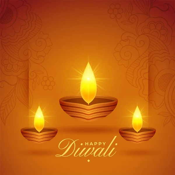 Glühende Diwali Öllampen Festival Hintergrund — Stockvektor