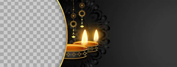 Feliz Diwali Banner Premium Con Espacio Imagen — Archivo Imágenes Vectoriales