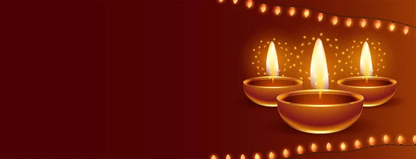 Heureux Festival Diwali Des Lumières Bannière Web Avec Espace Texte — Image vectorielle