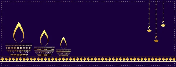 Dekoratív Arany Lila Web Diwali Banner Design — Stock Vector