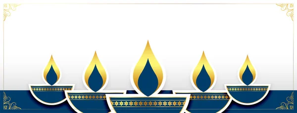 Design Banner Diwali Diya Dourado Criativo — Vetor de Stock