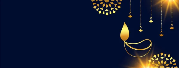 Šťastný Diwali Webové Stránky Záhlaví Zlatých Barvách — Stockový vektor