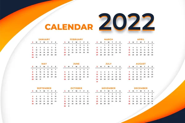 2022 Kalendersjabloon Moderne Designstijl — Stockvector