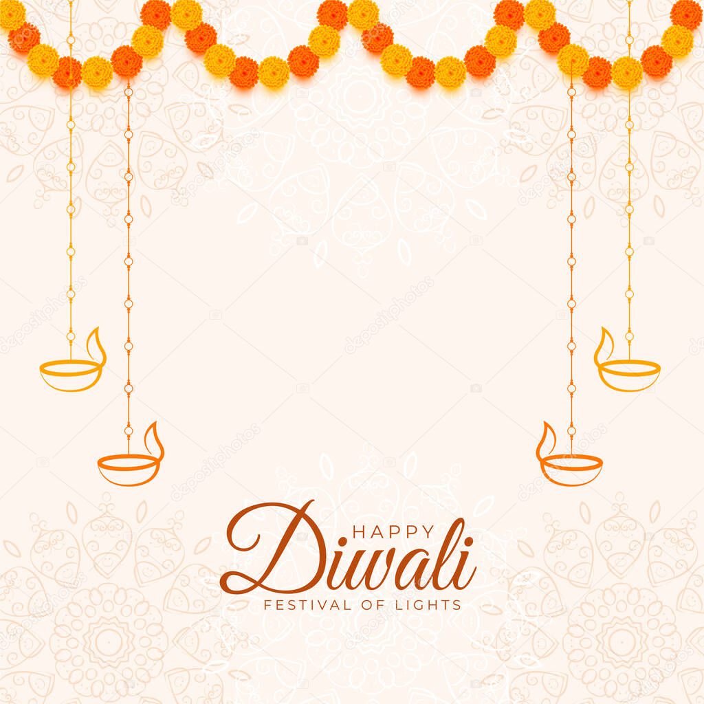 happy diwali traditional white decorative background