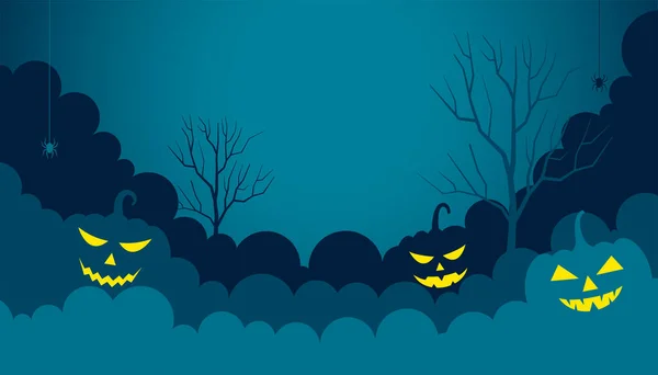 Feliz Halloween Fondo Papel Plano Con Calabazas Brillantes — Vector de stock