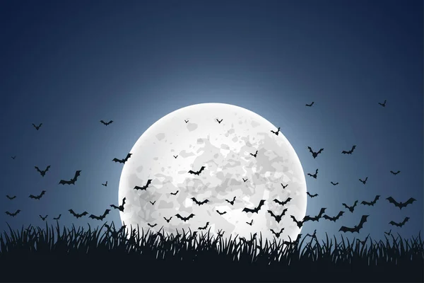 Lune Avec Des Chauves Souris Volantes Sur Fond Ciel — Image vectorielle