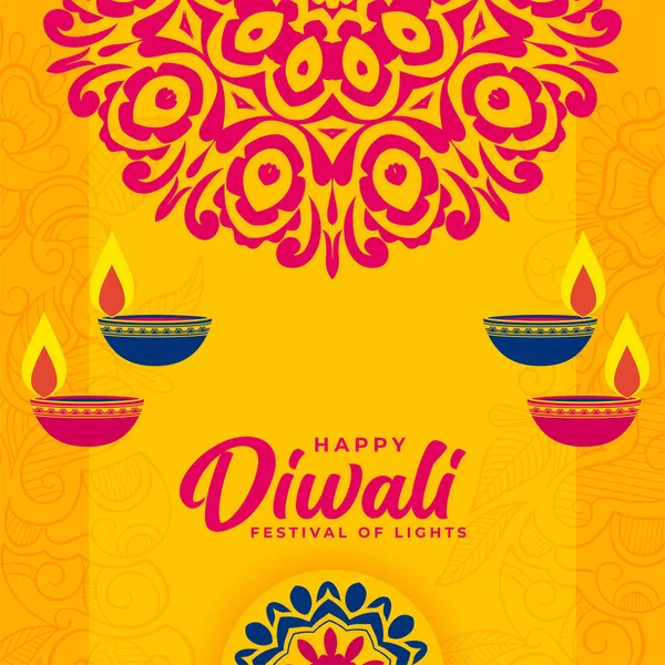 Indisches Diwali Festival Hintergrund Mit Mandala Dekoration — Stockvektor
