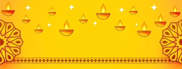 Счастливый Желтый Баннер Дивали — стоковый вектор