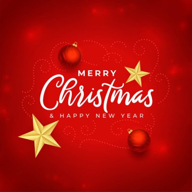 Kızıl mutlu noeller güzel selamlar Noel baloları ve yıldızlarla