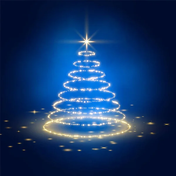 Arbre Noël Brillant Fond Bleu Brillant — Image vectorielle