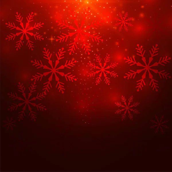Rood Gloeiende Sneeuwvlokken Kerst Winters Achtergrond — Stockvector