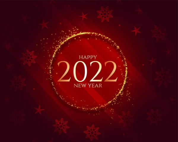 2022 Szczęśliwego Nowego Roku Czerwony Błyszczący Sztandar Płatków Śniegu — Wektor stockowy