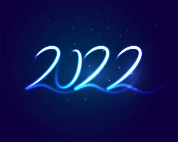 Μπλε Νέον Στυλ Ευτυχισμένο Νέο Έτος 2022 Λαμπερό Φόντο — Διανυσματικό Αρχείο