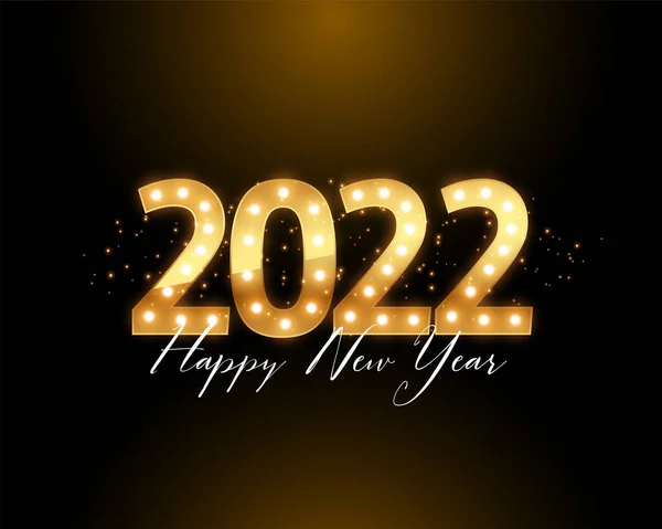 Happy New Year 2022 Golden Lights Card Design — Stock Vector