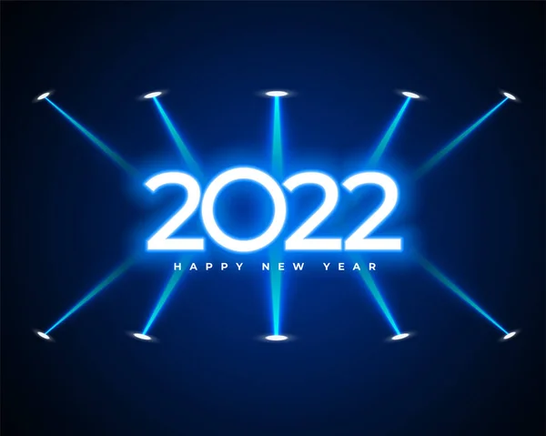 Işıklandırmalı Neon Parlama Tarzı 2022 Yeni Yıl Arkaplanı — Stok Vektör
