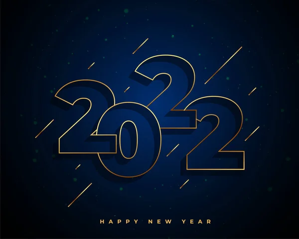 2022 Щасливий Новорічний Стиль Лінії Золотий Фон — стоковий вектор