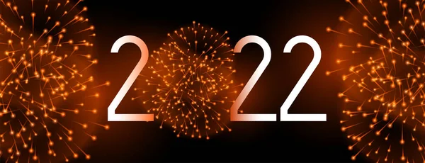 2022 Nuovo Anno Fuochi Artificio Celebrazione Banner Design — Vettoriale Stock