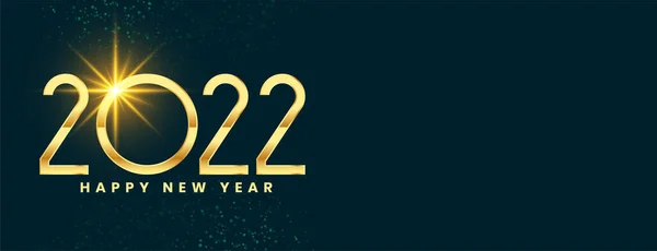 2022 New Year Golden Celebration Sparkling Banner Design — Stock Vector