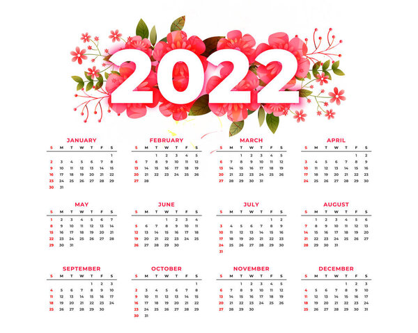 decorative flowers 2022 calendar design for new year