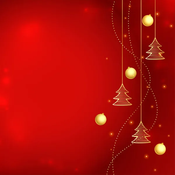 Piros Karácsonyi Háttér Arany Vonal Stílusban — Stock Vector