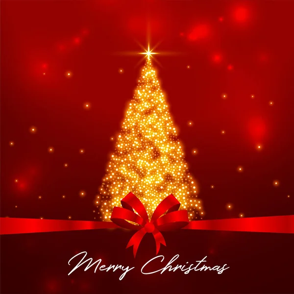リボンで赤く輝くクリスマスツリー — ストックベクタ
