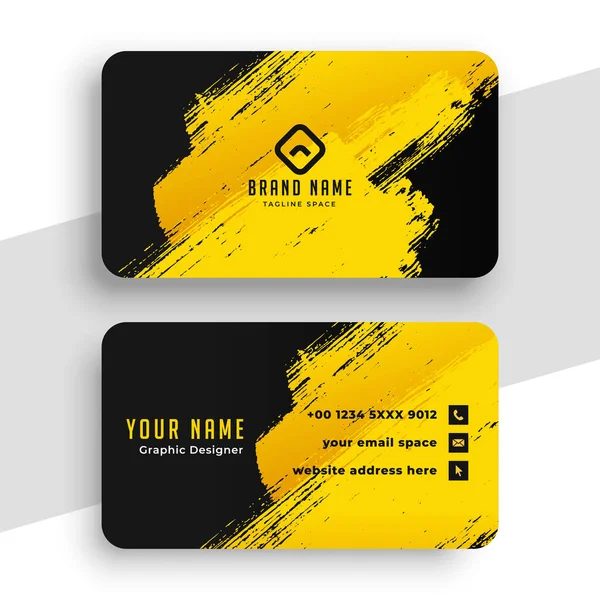 Αφηρημένη Grunge Κίτρινο Και Μαύρο Σχεδιασμό Επαγγελματικών Καρτών — Διανυσματικό Αρχείο