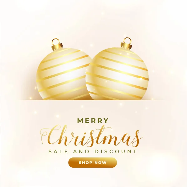 Realistické Dva Vánoce Dekorativní Koule Prodej Banner Design — Stockový vektor