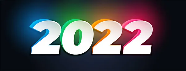 Πολύχρωμο Λαμπερό 2022 Νέο Έτος Banner Κείμενο — Διανυσματικό Αρχείο