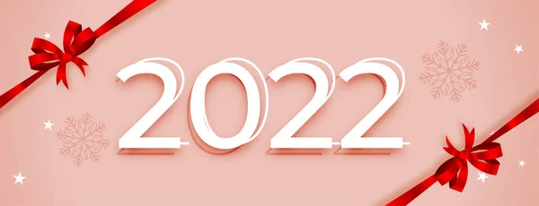 快乐新年2022横幅与红丝带 — 图库矢量图片