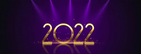 2022 Banner Ouro Ano Novo Com Luzes Foco —  Vetores de Stock