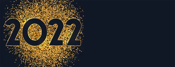 2022 Новорічний Банер Золотому Блискучому Стилі — стоковий вектор
