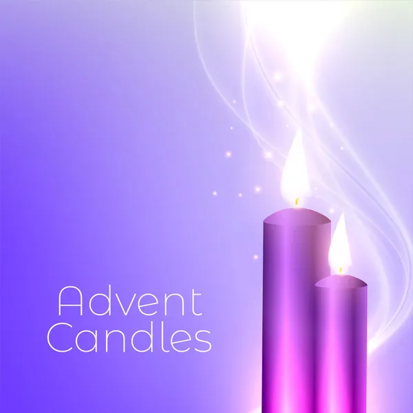 Two Advent Candles Glowing Lights — Stock Vector