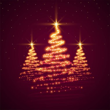 Sihirli, pırıl pırıl, altın yıldızlı Noel ağacı