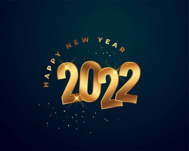 Mutlu yıllar 2022 Altın tebrik kartı tasarımı