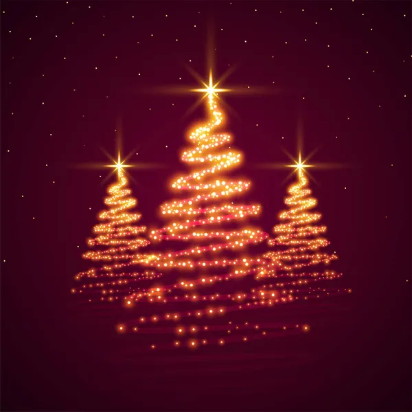 Árvore Natal Cintilante Mágico Com Estrela Dourada — Vetor de Stock