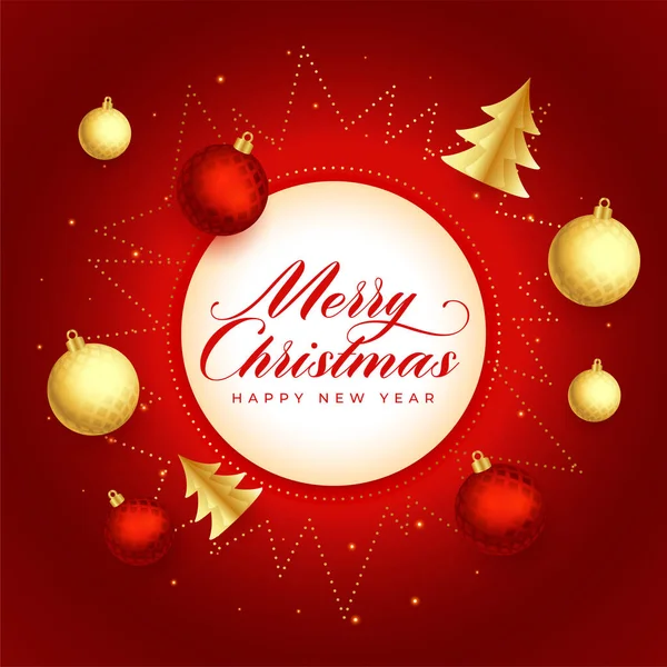 Joyeux Noël Carton Rouge Avec Des Éléments Décoratifs — Image vectorielle