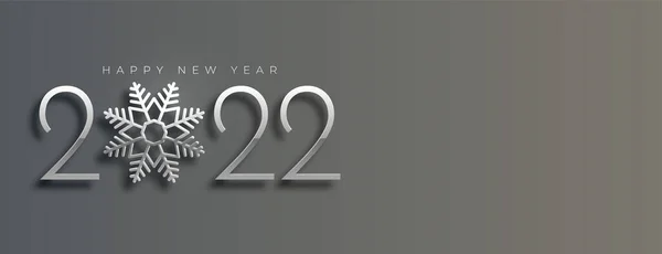 Elegante Felice Anno Nuovo 2022 Banner Stile Fiocchi Neve — Vettoriale Stock