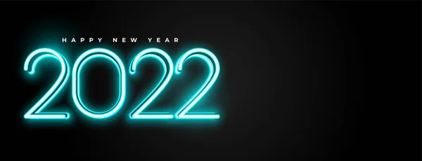 发亮的霓虹灯3D风格2022年文本新年横幅 — 图库矢量图片