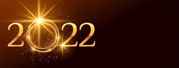 Heureux Nouvel 2022 Texte Doré Avec Étincelles Brillantes Effet Lumière — Image vectorielle
