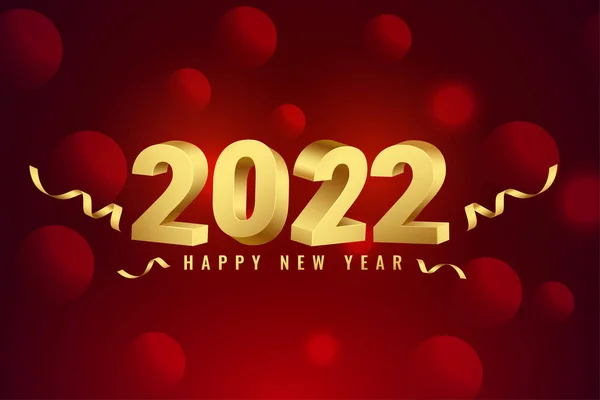 Realistyczny 2022 Nowy Rok Projekt Złotej Czerwonej Karty — Wektor stockowy