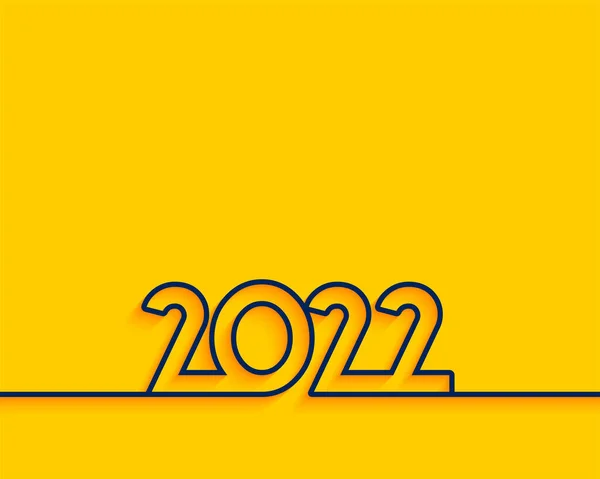 Minimalista Amarillo 2022 Línea Estilo Nuevo Año Tarjeta Diseño — Vector de stock