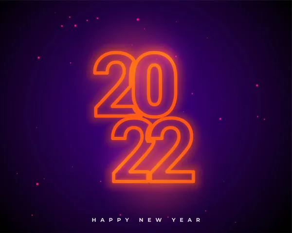 2022 Nuevo Año Naranja Neón Led Resplandor Fondo — Vector de stock