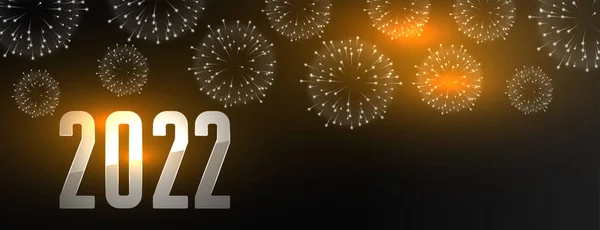 Šťastný Nový Rok 2022 Ohňostroj Banner Design — Stockový vektor