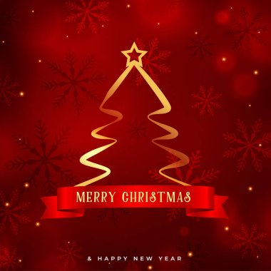 Kırmızı kar taneleri üzerinde şık Noel ağacı tasarımı