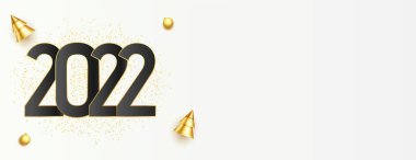 Zarif 2022 altın noel ağacı ve toplarıyla bayrak diliyor. 